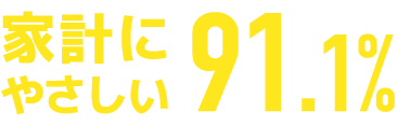 家計にやさしい91.1%(※1)
